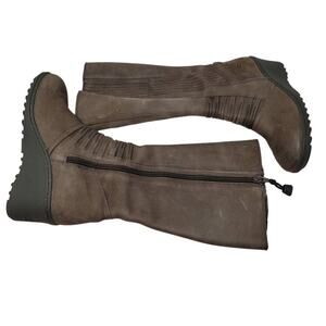 KEEN High Brown Nubuck Leather Tall Wedge Heel Boots Women 5.5